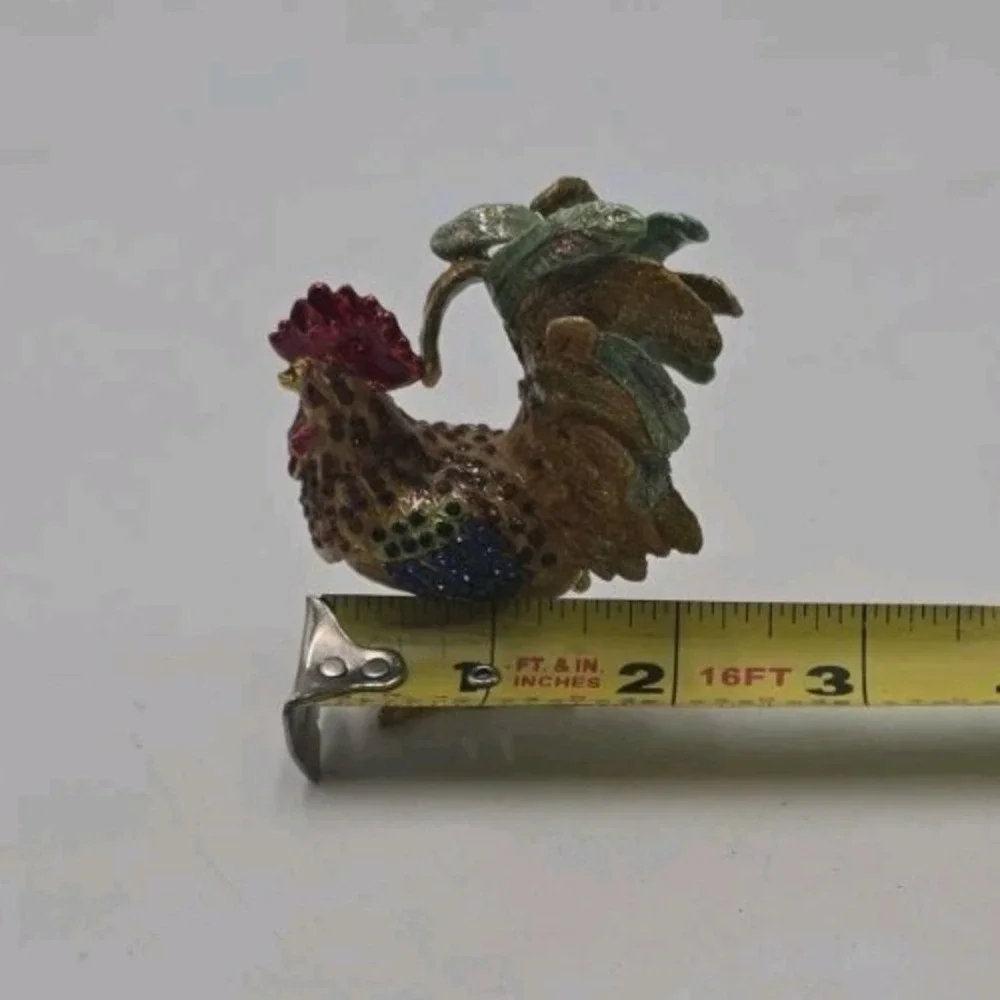 Leonardo Collection Jeweled Rooster Trinket Box Rhinestone Figurine Vintage